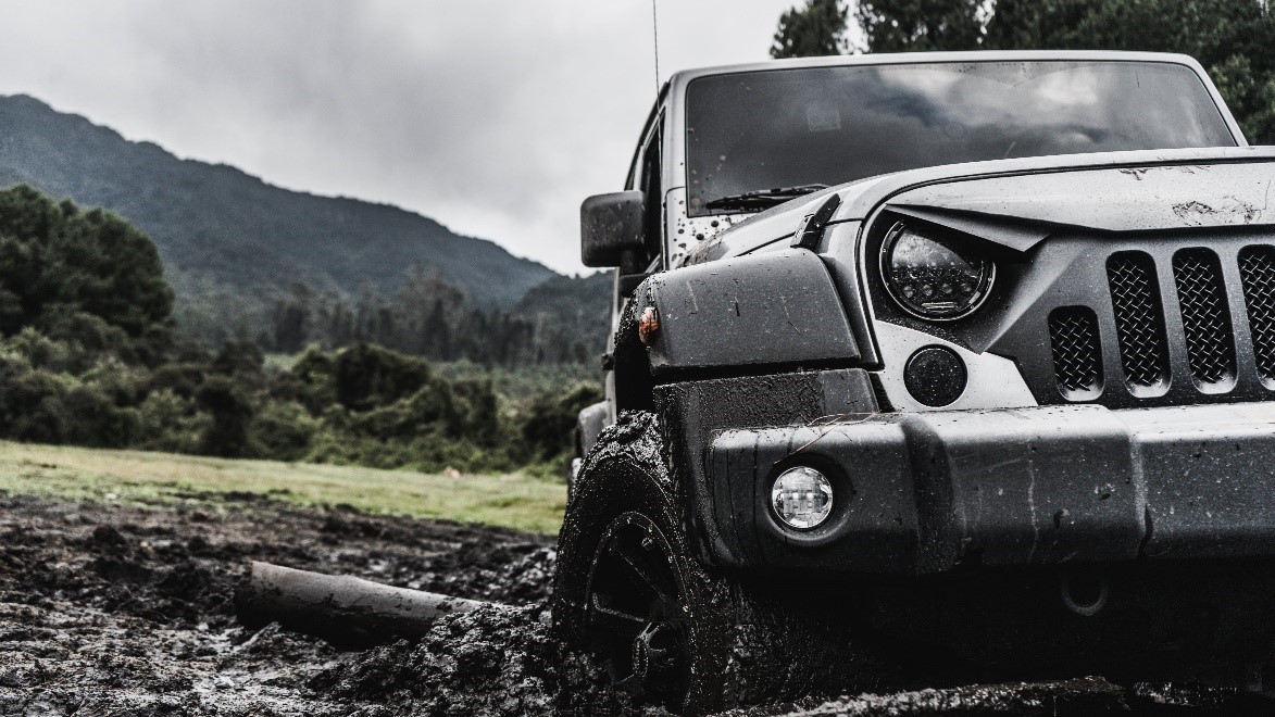 : Close-up shot of a jeep